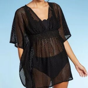 Xhilaration Black Sheer Mesh Swim Cover-Up Tunic